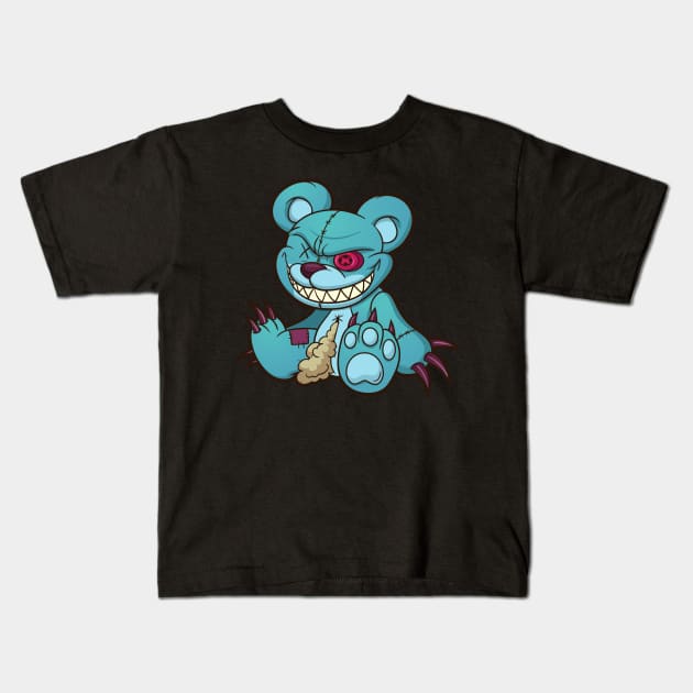 Evil Teddy Bear Kids T-Shirt by memoangeles
